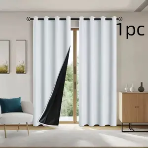 1pc 100% Blackout Curtains, Grommet Top, Ideal for Bedroom & Living Room, Thermal Insulated & Noise Reducing, Privacy Grommet Curtains