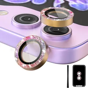 Metallic Glitter Lens Ring for Samsung Galaxy Z Flip7, Tempered Glass Camera Protector Film with Alignment Tool Included, Mobile Phone Lens, Camera Phone Accessories