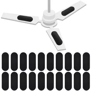 Tuanse 20 Pack Ceiling Fan Filters for Blades, Activated Coconut Activated Zeolite Ceiling Fan Air Filter, Stick Air Filter Purifiers for Common Household Contaminants (Black)