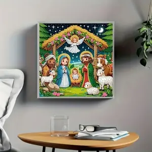 DIY 5D Diamond Painting Set with Virgin Mary and Jesus Prayer Pattern. Perfect for Christmas, Easter, Thanksgiving wall decorations or religious art gifts. A wonderful homemade gift choice, including diamond art tools.