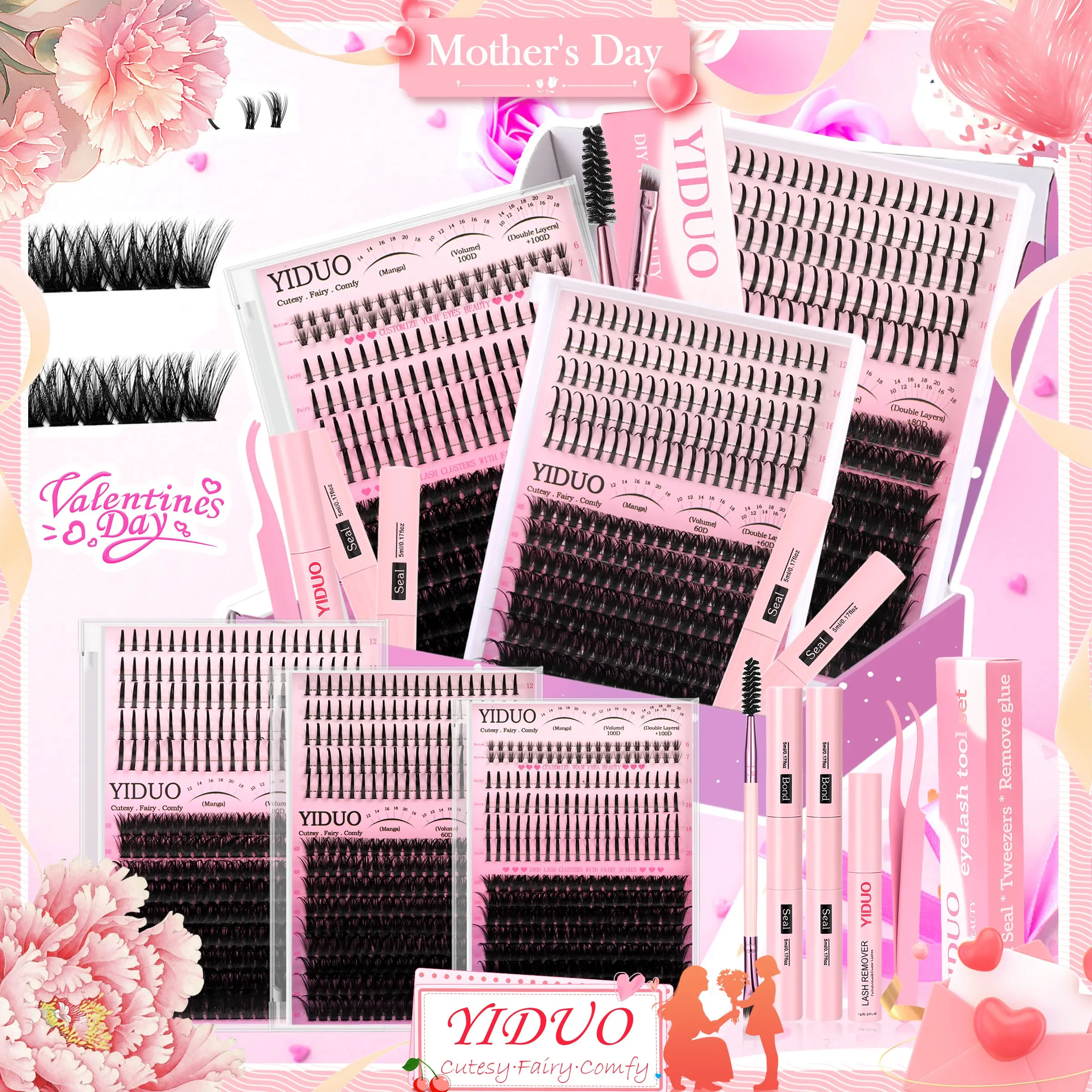 Mixed Length Individual False Eyelashes Kit, DIY Volume Eyelashes, Volume Individual Lashes, 1 Box Natural Look Eyelash Extensions, Self Grafting Curl Eyelashes, Eye Makeup Enhancement False Eyelashes, Cosmetic, DIY Personal Lashes