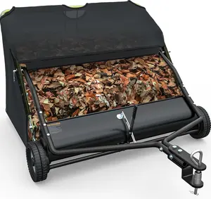 YITAMOTOR 42" / 48"  Lawn Sweeper, Tow Behind Grass Sweeper Leaf Collector, Black Heavy Duty Portable Handle Garden Tool Yard Maintenance