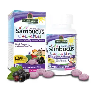 Nature's Answer Kids' Black Elderberry Sambucus Chewables 45 Count - Supports a Healthy Immune System, Vegan, Non-GMO, Made in the USA - Fitness