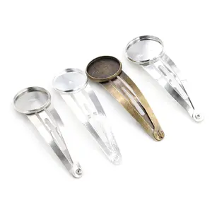 16mm 18mm 10pcs  Bronze Silver Plated Rhodium Copper Material Hairpin Hair Clips Hairpin Base Setting Cabochon Cameo
