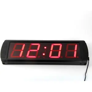 AZOOU Large 4-in LED Red 7-Segment Digital Clock with Count Up/Down Timer, Warehouse Use, Remote Control, Aluminum Build, 100VAC-240VAC Input Adapter