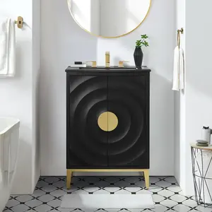 Beau 24" Wood Bathroom Vanity with Basin in Black Black
