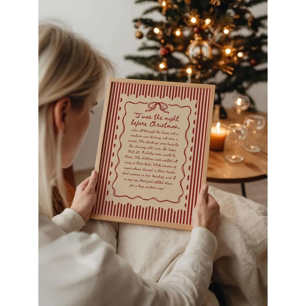 Twas the Night Before Christmas Print, Vintage Christmas Decor, Retro Holiday Wall Art, Farmhouse Christmas Print, Christmas Wall Art