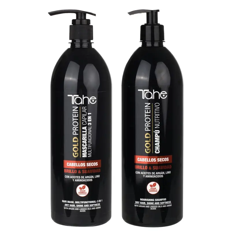 Tahe Gold Protein Large Kit for Dry Nourishing Hair - Shampoo 1000ml + Mask 1000ml