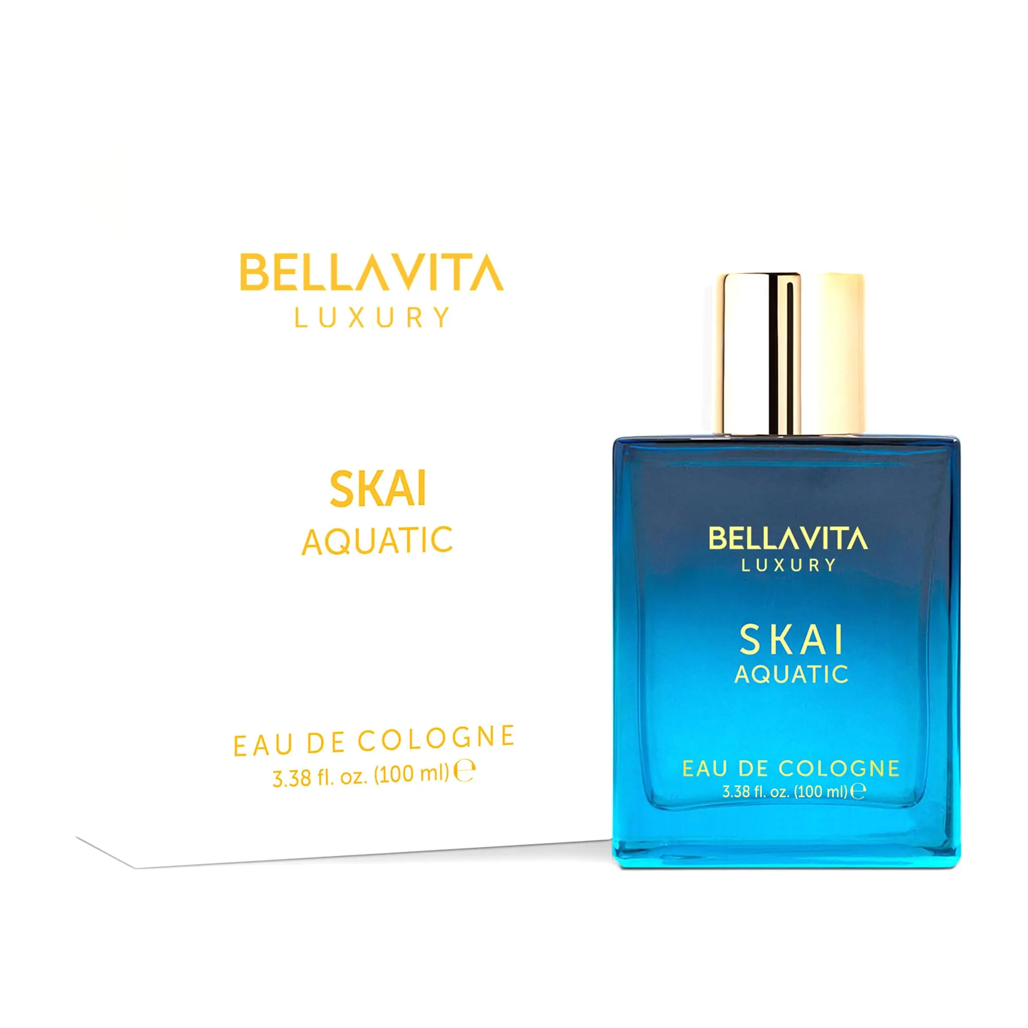 Luxury's SKAI Aquatic | Eau De Cologne Unisex Perfume | Men & Women |  Bergamot, Pink Pepper | Long Lasting | 100 mL | 3.4 Fl.oz
