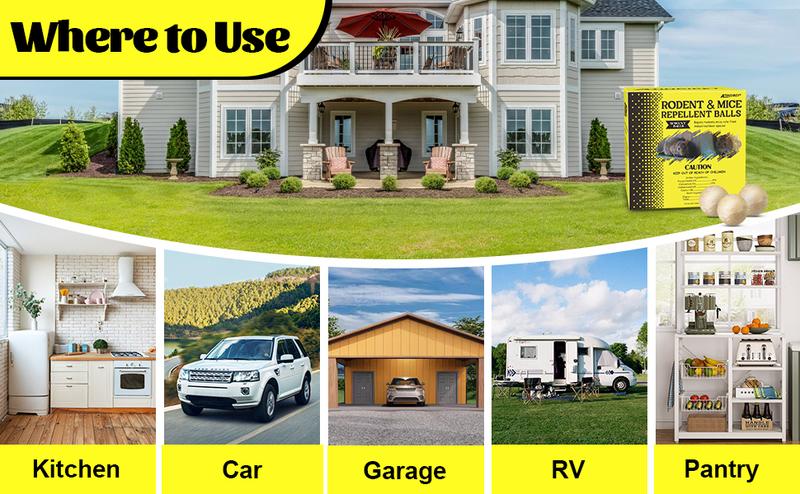 Rodent & Mice Repellent Balls, Indoor/Outdoor/Car Engine Protection, Long-Lasting Peppermint Oil Formula, Safe for Pets & Kids, 30-60 Days Effective Mouse Deterrent