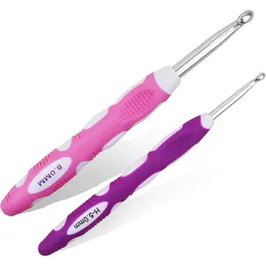 Crochet Hook, Smooth Metal  and Soft Rubber Grip Extra Long  Crochet Hooks for  Hands, Beginners and Crochet Enthusiast,(5mm, 8mm)