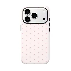 Pink polka dot iPhone case, pink, black, suitable for iPhone17 ProMax, 16Pro, 15, 14.Premium phone case|   Shockproof protective phone case|   Smart phone case brown design