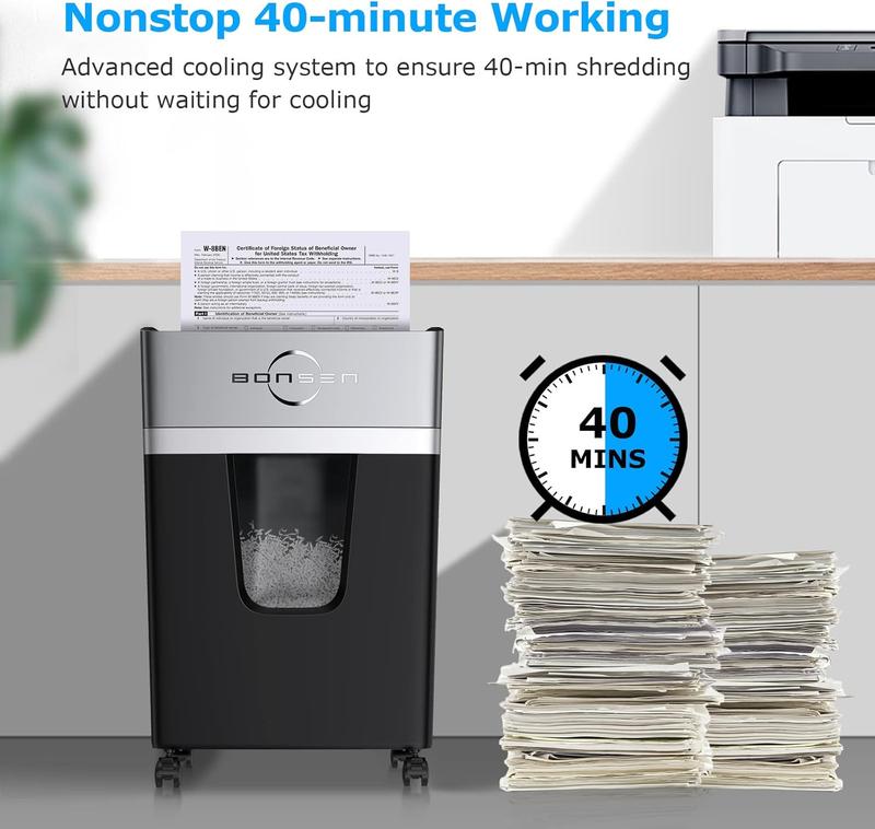 BONSEN 16-Sheet Heavy Duty Paper Shredder for Office, 60-Minute Running Time Cross-Cut CD Shredder with 60dB Low-Noise, 5.3-Gallon Pull Out Bin, Anti-Jam & Quiet Shredder for Home Office (S3102) Fathersdaygift Mechanical