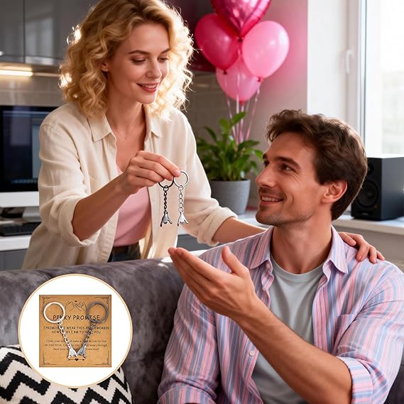 Pinky Promise Matching Keychains for Couples Valentines Day Anniversary Galentines Gifts for Him Her Boyfriend Girlfriend Premium Quality Elegant Design