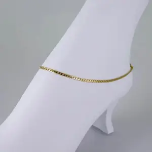 Waterproof 14k Gold Plated Women's Cuban Link Anklet XP - 27cm/10 Inches Long Fashion Accessory for Female