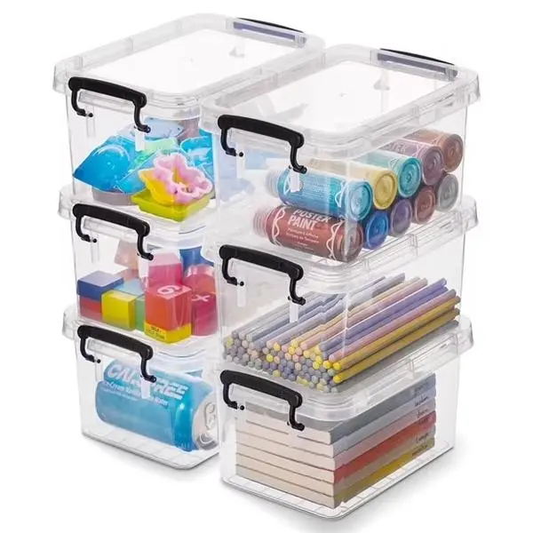 4 Qt Storage Bin with Lid Clear Plastic Stackable 4-6 Pack Adult Kids