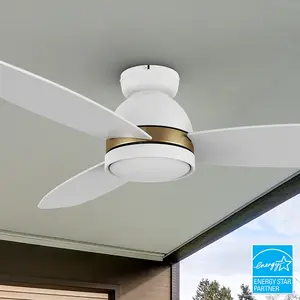Biscay Pro Outdoor Flush Mount Smart Ceiling Fan with Led light remote 52 inch