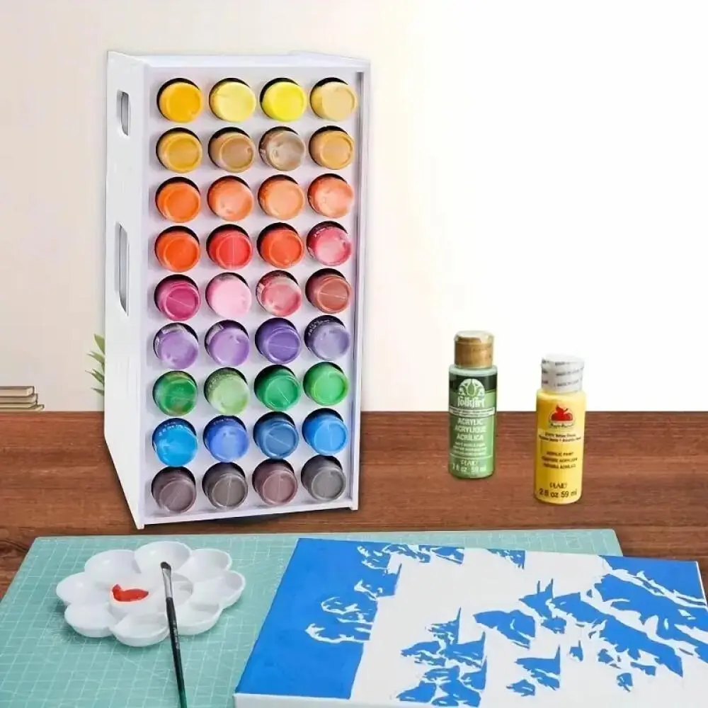 72-Slot PVC Paint Rack - 360-Degree Rotating, Wall-Mountable Space-Saving Organizer for 2-oz Bottles, Expandable Base, Portable Panel for Artists (Ideal for Craft Rooms)