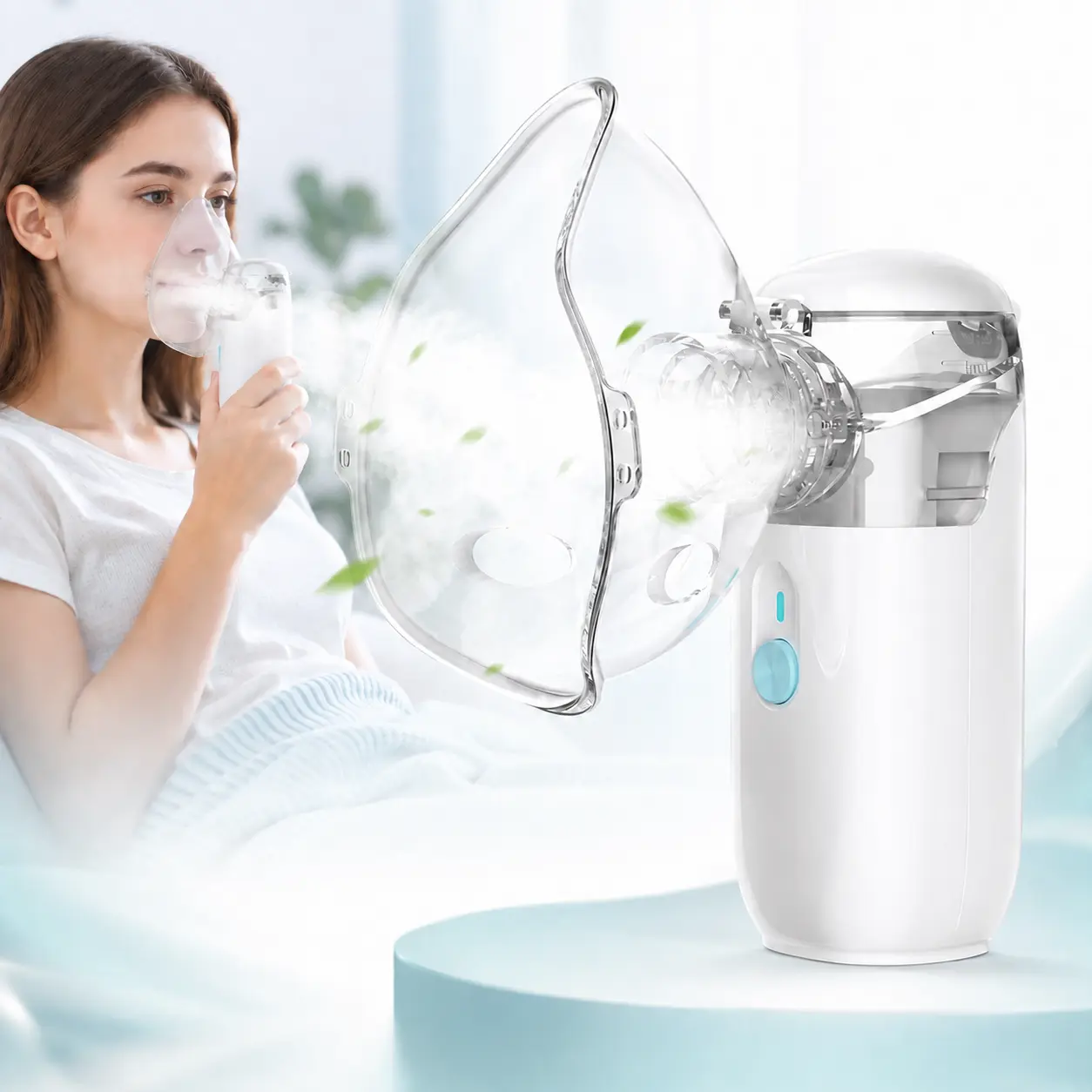 Portable Handheld Nebulizer Machine for Adults & Kids, 3 Mist Modes, Fine Mist, 1-Button Control, Type-C Rechargeable, Compact Low-Noise Design, Includes Masks & Mouthpiece