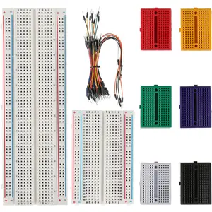 1 count 803 & 1 count 400 Tie Points Solderless Breadboard, 65 count Jumper Wires, 6 count 170 Points Mini Breadboard
