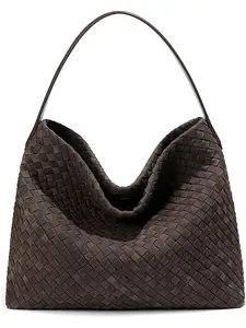 Elegant Woven Suede Shoulder Bag for Women  Satchel Tote Hobo Handbag for Work And Travel