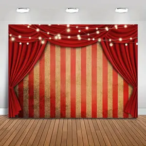 1pc Decorative tapestries Mocsicka Halloween Circus Backdrop Creepy Circus Carnival Red Stripes Curtain Glitter Lights Party Decorations Photo Backdrops Evil Halloween Scary Clown Photography Background