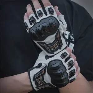 Summer Half Finger Motorcycle Cycling Gloves, Breathable Mesh Anti-Slip Anti-Fall Knuckle Protection Riding Gloves for Men Women, Shock Absorbing Durable Gloves for Hiking Climbing Fitness Outdoor Sports XL Size