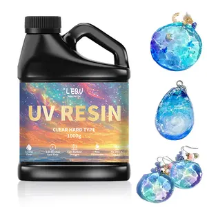 LEQU 1pcs 1000gUV resin upgrade is a crystal-clear hard UV epoxy resin adhesive, a low-odor transparent solar-cured sun-activated resin.