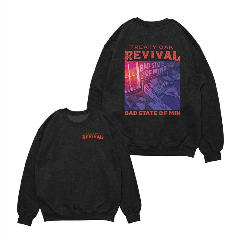 Unisex Graphic T - Shirt - Treaty Oak Revival Bad State of Mind Band Merch Streetwear | Soft Cotton Blend, Trendy Aesthetic | Concert Tour Gift for Fans