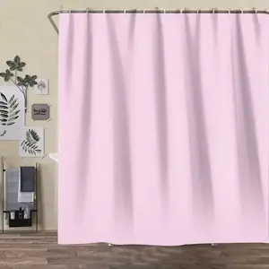1/4 piece pink pattern, Shower curtain sets, set includes shower curtain, toilet seat cushion, bathroom cushion and toilet lid cover, bathroom decoration with 12 hooks, waterproof partition curtain, bathroom decoration accessories