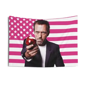 Dr house Indoor Wall Tapestries, House MD Pink Flag