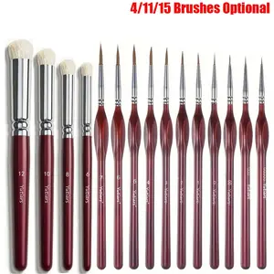4/11/15Pcs Miniature Detail Paint Brushes Wood Handle Drybrush Set for Acrylics Watercolor Citadel Vallejo DND Model Art Craft Beginners & Pros Artist Paint Brushes