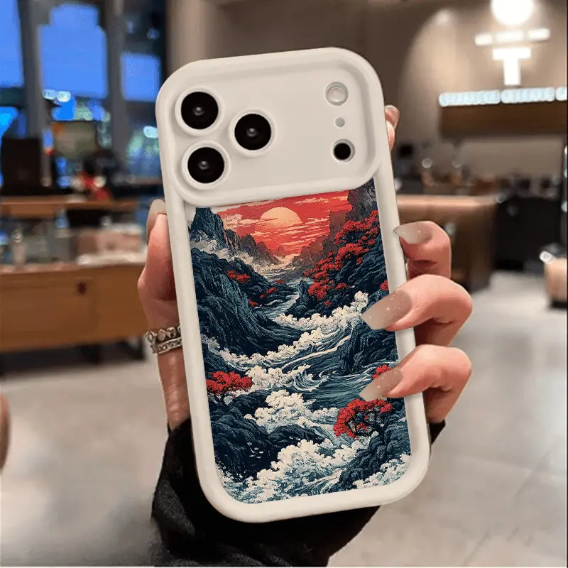 A phone case with a sunset scenery pattern, TPU shockproof full protection case, suitable for iPhone A phone case with a sunset scenery pattern, TPU shockproof full protection case, suitable for iPhone