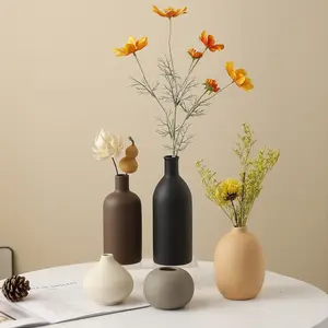 5pc Multi-Shape Ceramic Vase Set, Modern Aesthetic Flower Pots, Home Decor, Ceramic Vase Decoration, Gift Idea