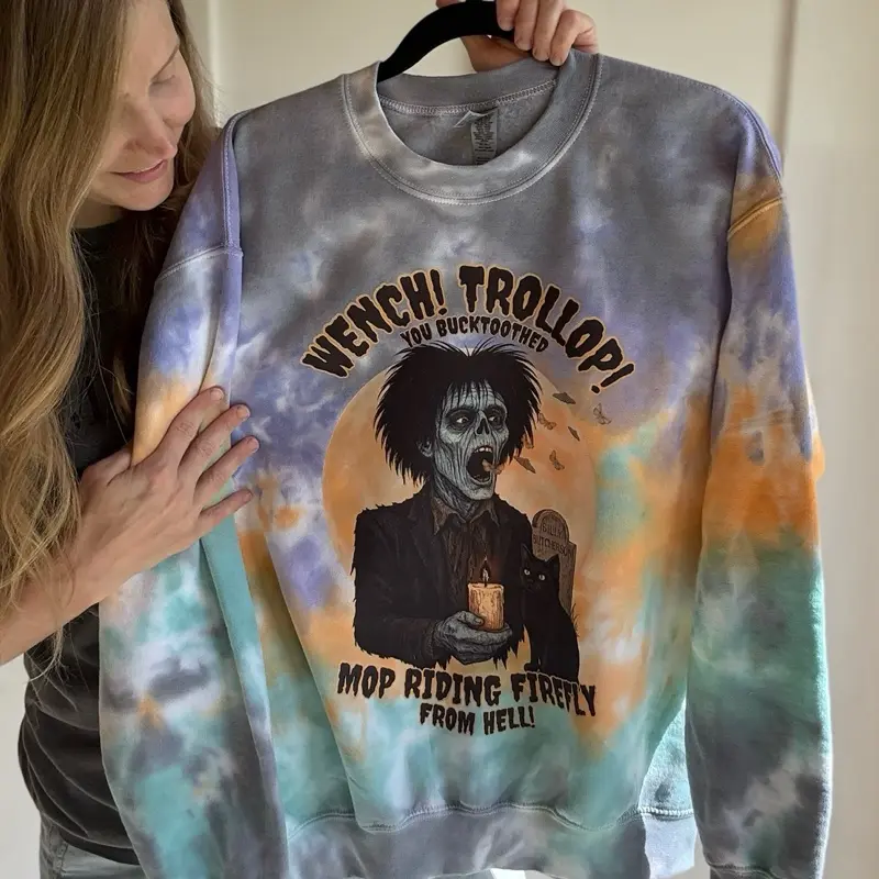 made to order Billy b. Halloween Tiedye Cotton Casual Crewneck Sweatshirt for Women's Wear Tops