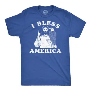 Mens Funny T Shirts I Bless America Sarcastic Jesus Graphic Tee for Men Mens Funny T Shirts Cool Vintage Fashion T-Shirt Gift Classic Menswear Patriotic Apparel for Men Funny Sarcastic Short Sleeve Novelty Tees Royal - I