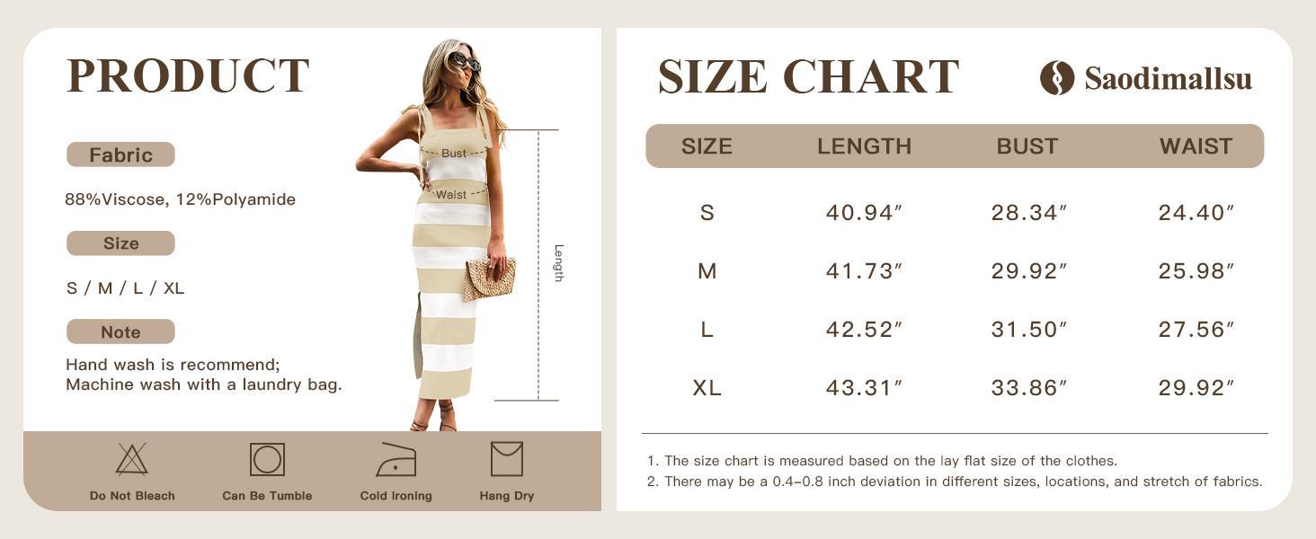 Saodimallsu Women's Summer Sleeveless Bodycon Sweater Dress Striped Knit Square Neck Side Slit Midi Tank Dress for Trendy Vacation Outfits Casual Fabric Womenswear Womenswear Chic Chic Elegance Swimsuit Elegance Clothes