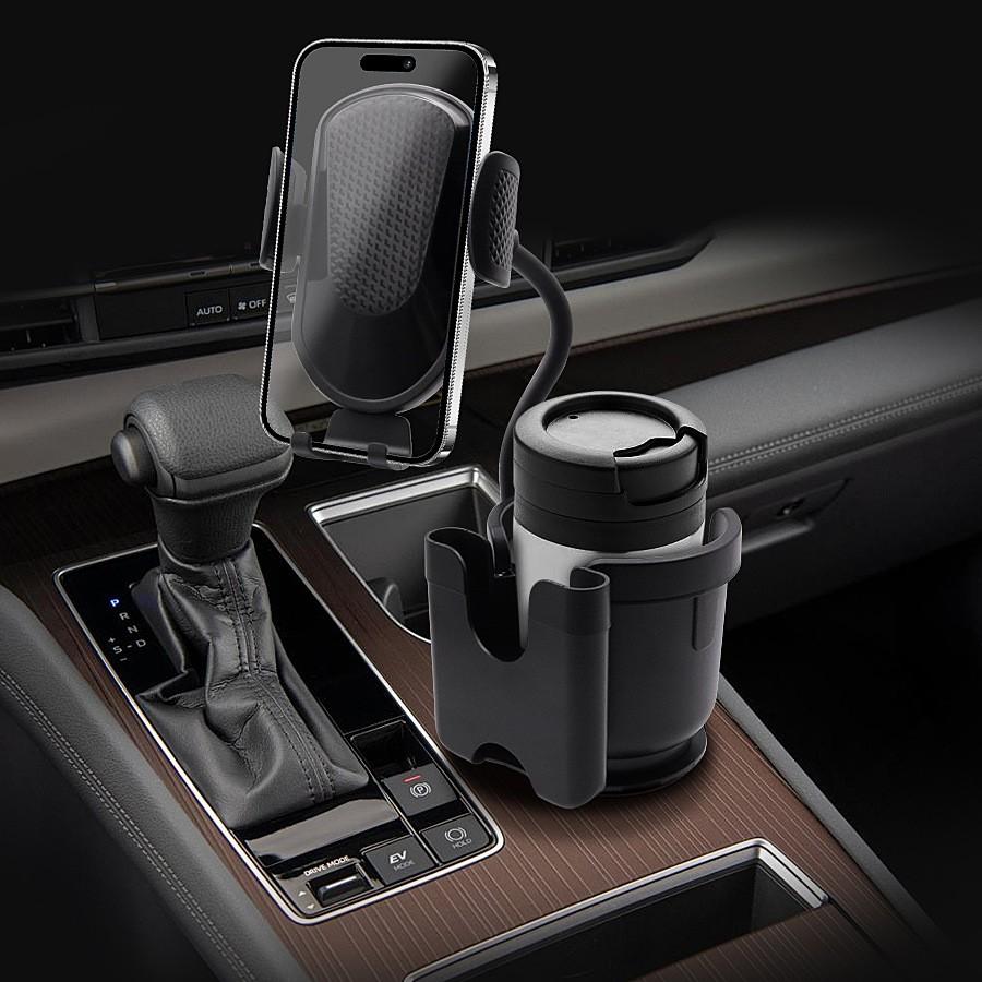 Cup Holder Phone Holder, 2026 Upgraded 3 in 1 Car Cup Holder Expander with Adjustable Base Long Gooseneck 360° Rotation, Cup Phone Holder for Car Fits All Smartphones and Most Bottles