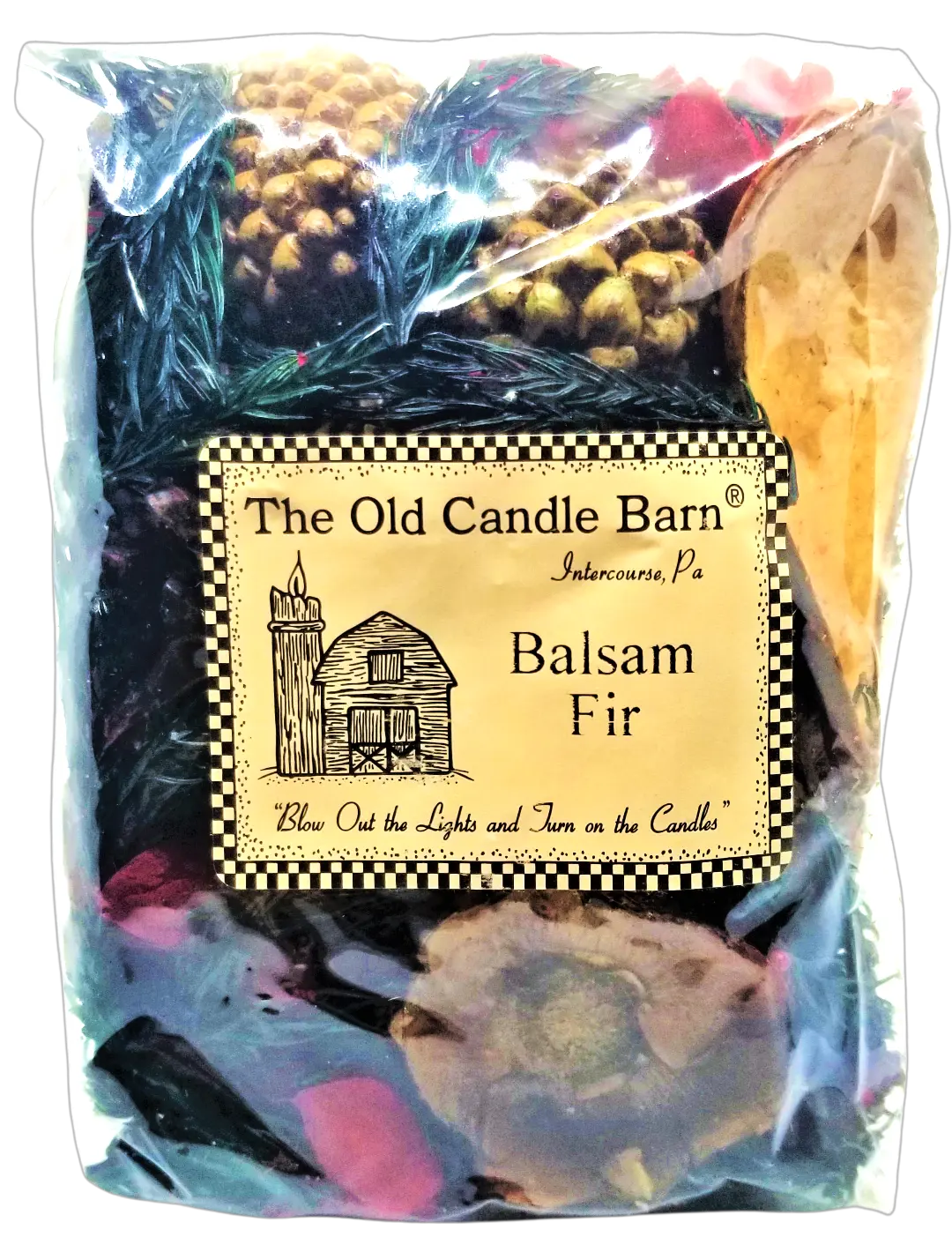 Old Candle Barn Balsam Fir Potpourri 4 Cup Bag - Perfect Winter or Christmas Decoration or Bowl Filler - Well Scented
