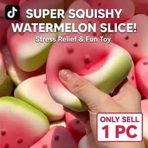 Realistic Slow Rebound Watermelon Squishy - Cute Wet-Texture Stress Reliever - Portable Sensory Fidget Toy - Fun Decompression Gift