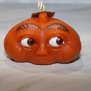 Wide Head Pumpkin Face Candle Unique Design for Home Use as a Household Decorative Candle with Fun Pumpkin Shape for Festive Home Decor
