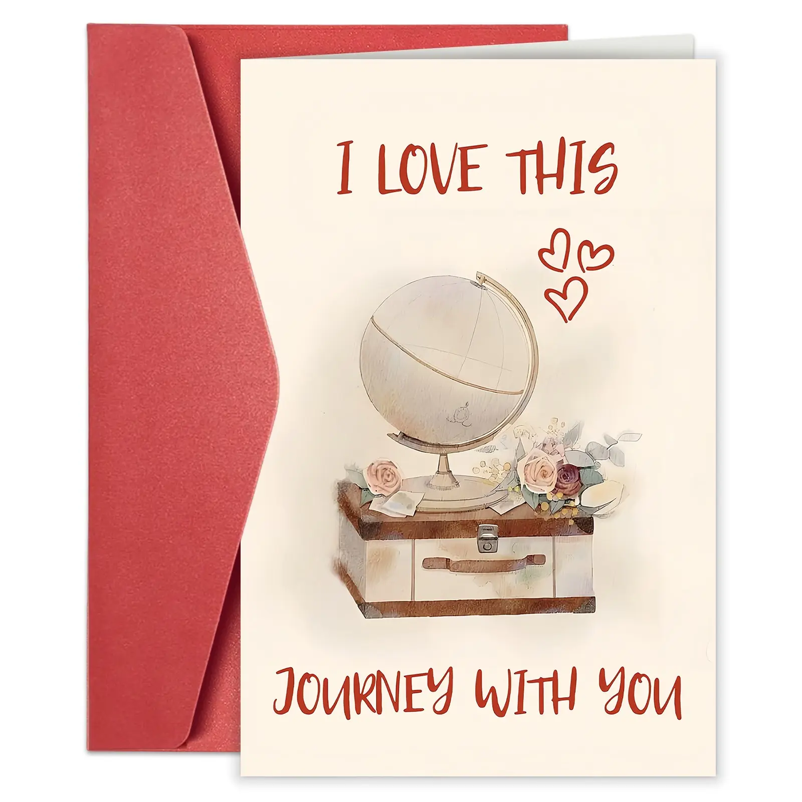 1pc Funny Valentine's Day Card，i love this journey with you,Anniversary Love You Card for Boyfriend, Husband, Wife, Friends, Family, Lovers - Happy Valentine's Day, Greeting Card