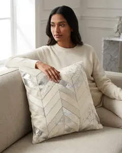 Kolby Throw Pillow, Ivory/Beige/Silver (MULTIPLE SIZES)