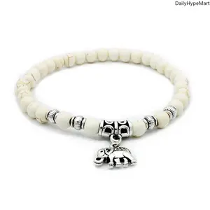 Bohemian Elephant Beaded Bracelet Elastic Turquoise