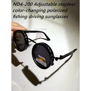 1pc 9-Level Adjustable Polarized Photochromic Fishing Glasses - Steampunk Style ND SLR Camera Lens Professional Polarized Adjustable Gradient Rotating Lens Polarized Glasses - Heavy Feel - Adjustable Brightness 49mm, 52mm Alloy Frame, Black To Gray Lens,
