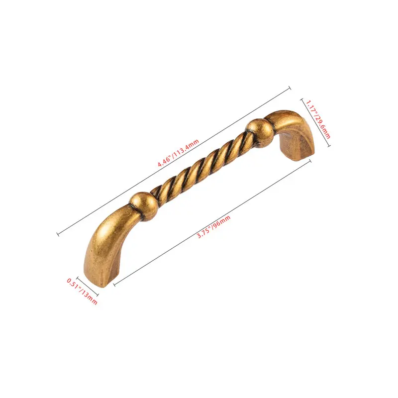 Utopia Alley HW440EB-10 Naples Pull Handle - Decorative Cabinet Drop Pull Handles for Cabinets and Drawers - Vintage Cabinet Hardware with Hand Finished Antique European Brass - Metal Drawer Pull Handle, 3.75" Center to Center, 10 Pack