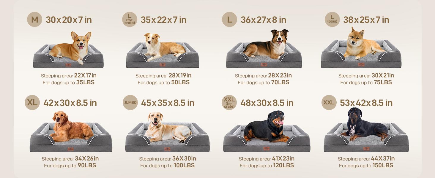 Medium Dog Beds Waterproof Orthopedic Foam Dog Beds for Medium Dogs Sofa Comfy Pet Bed with Washable Removable Cover & Non-Slip Bottom