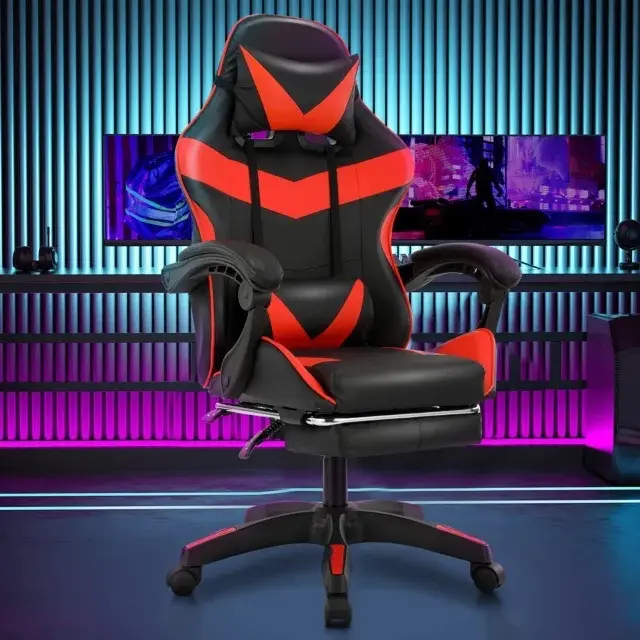Leather Video Gaming Racing Chair Ergonomic Swivel Computer Office Desk Chair