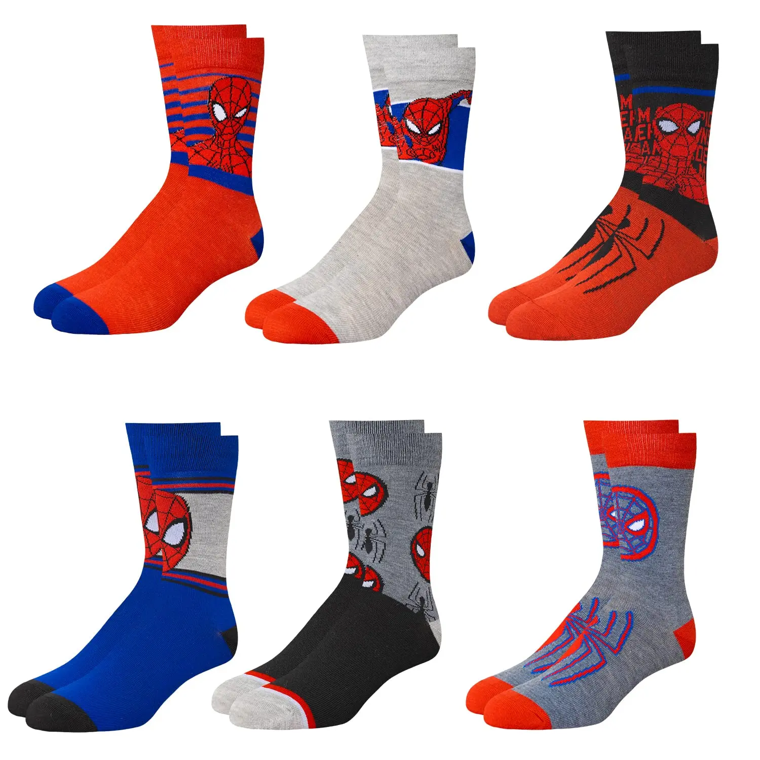 Marvel Spiderman Socks - 6-Pack Men & Boys Athletic Socks, Holidays, Birthdays, S, 8-18 Years