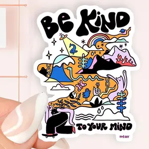 Be Kind To Your Mind Sticker, Mental Health Sticker, Self Care Sticker, Motivational Sticker, Waterproof Vinyl Sticker, Be Kind Sticker, Positive Stickers, Retro Sticker, Laptop Sticker, Quote Sticker, Friend Gift